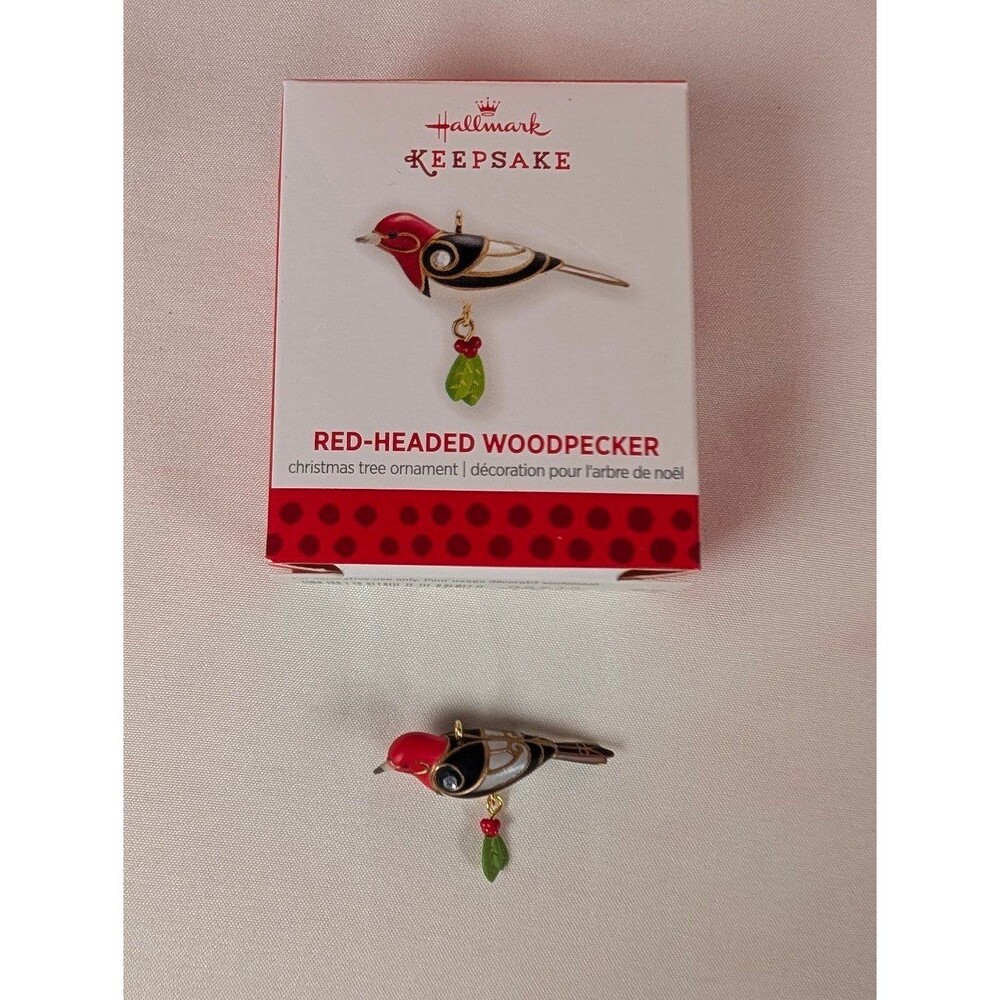 Hallmark Keepsake Christmas Ornament Miniature Red Headed Woodpecker Bird 2013